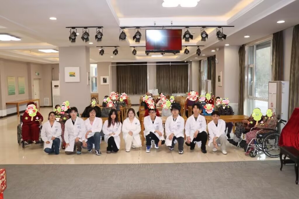 Volunteers and participants gathered at the eldercare facility
