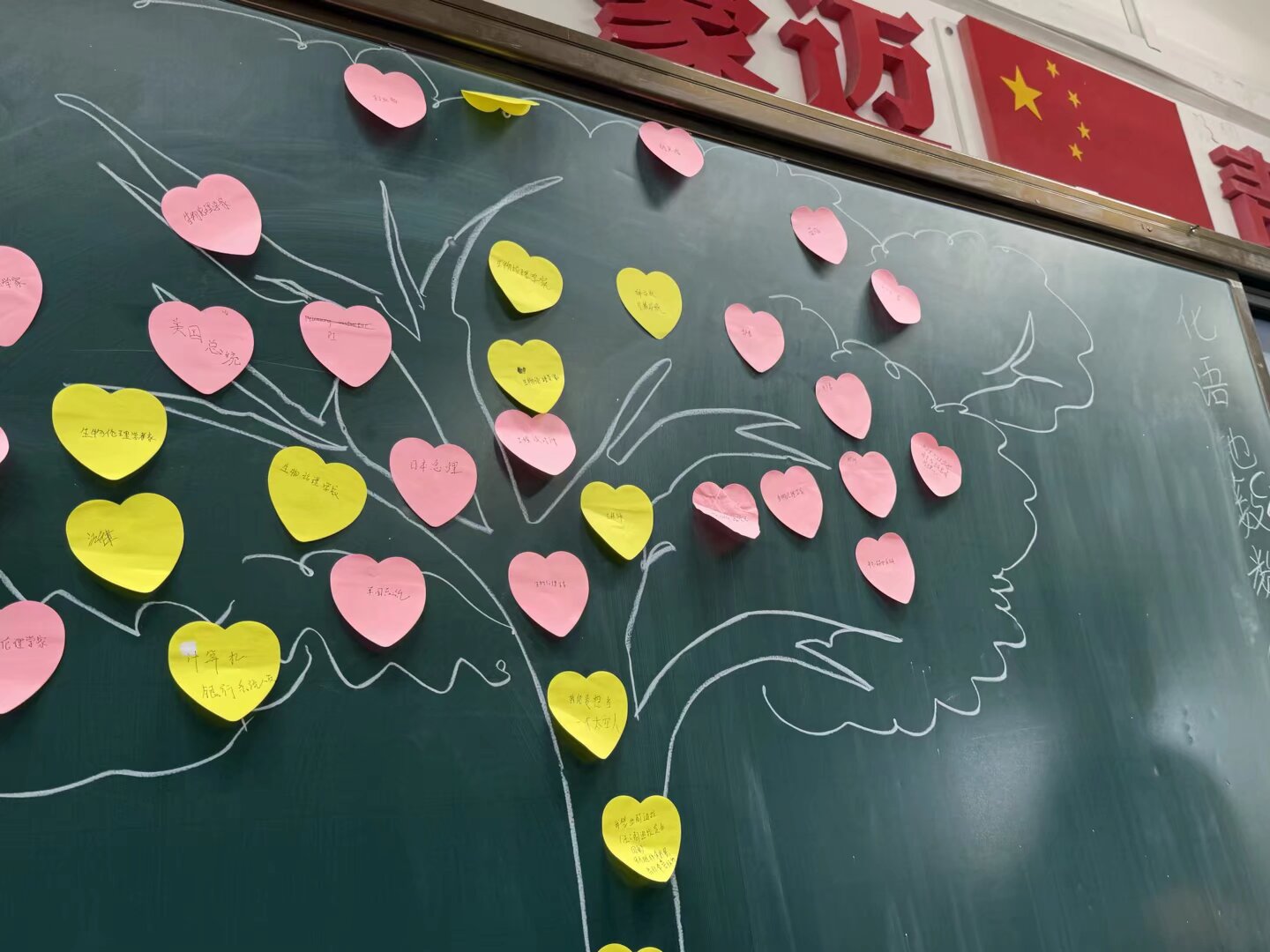 Participant notes collected on a tree drawn on the blackboard