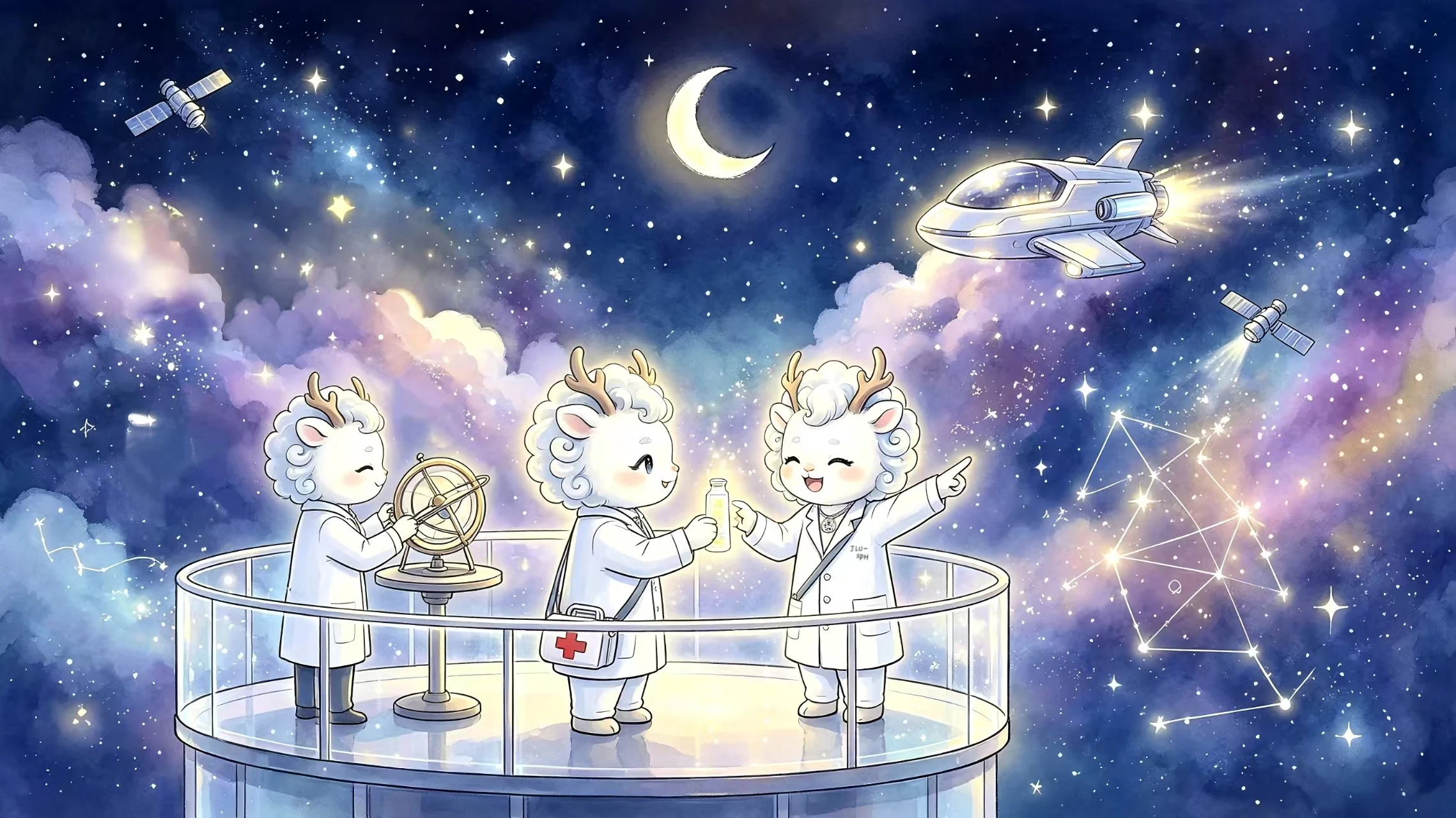 An illustrated scene of collaboration