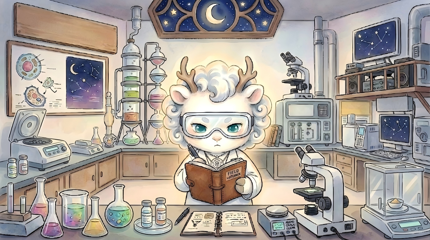 ByeGerm mascot working through an engineering cycle in the laboratory