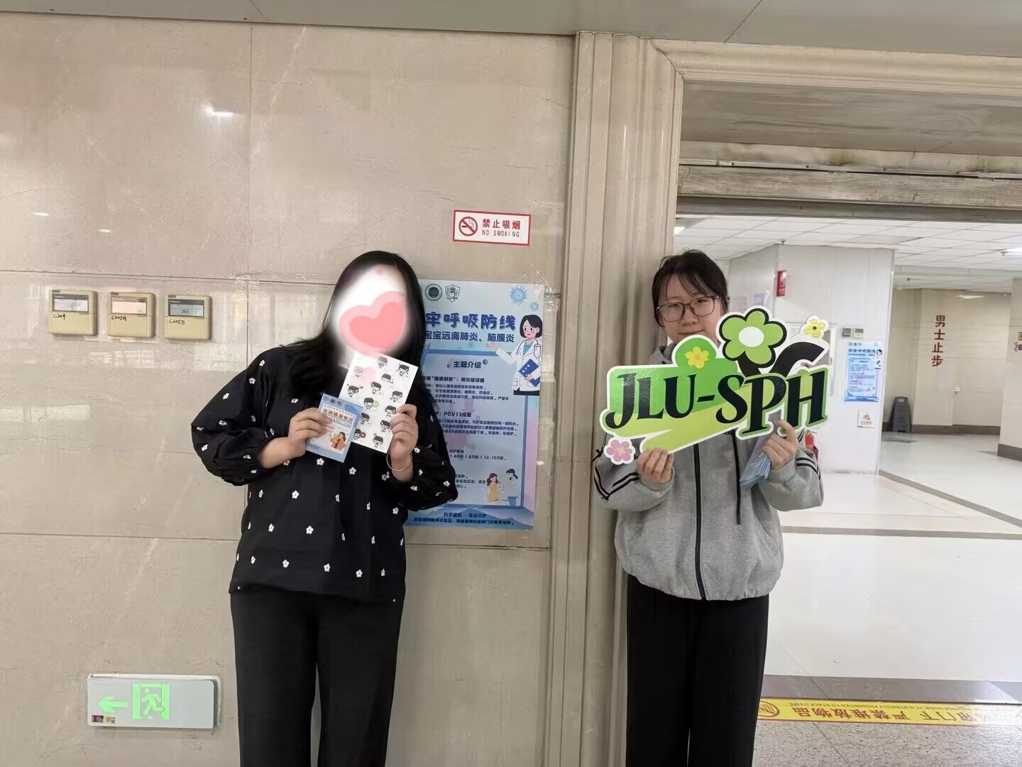 A team member sharing an outreach leaflet with a visitor