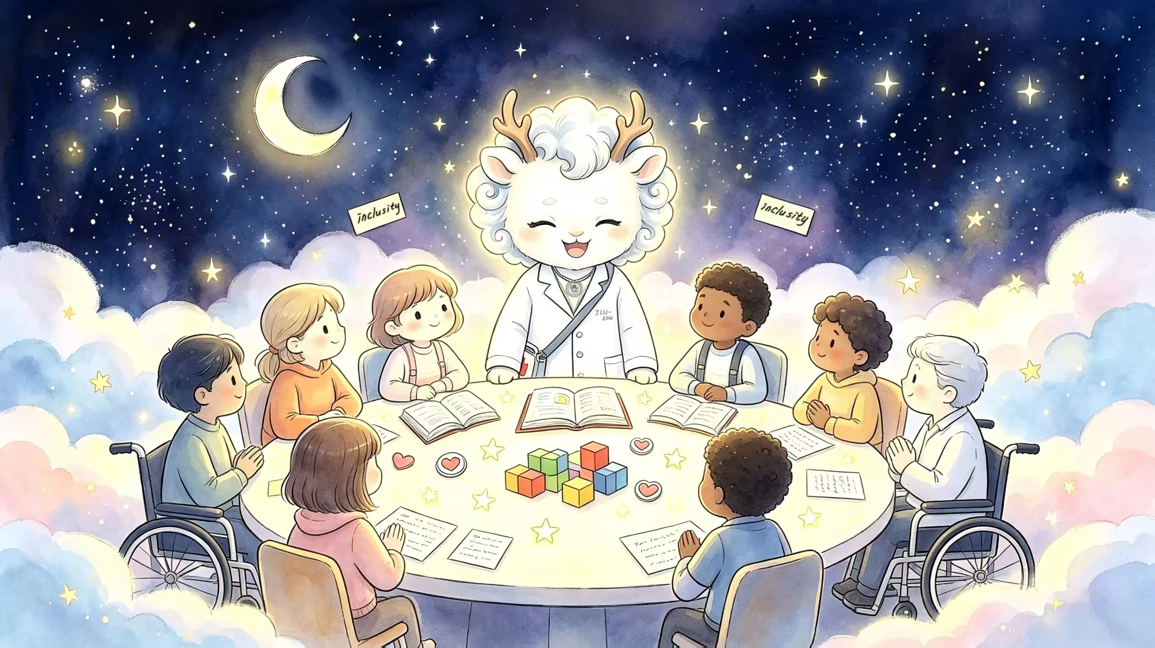 An inclusive learning circle with people of different backgrounds and abilities