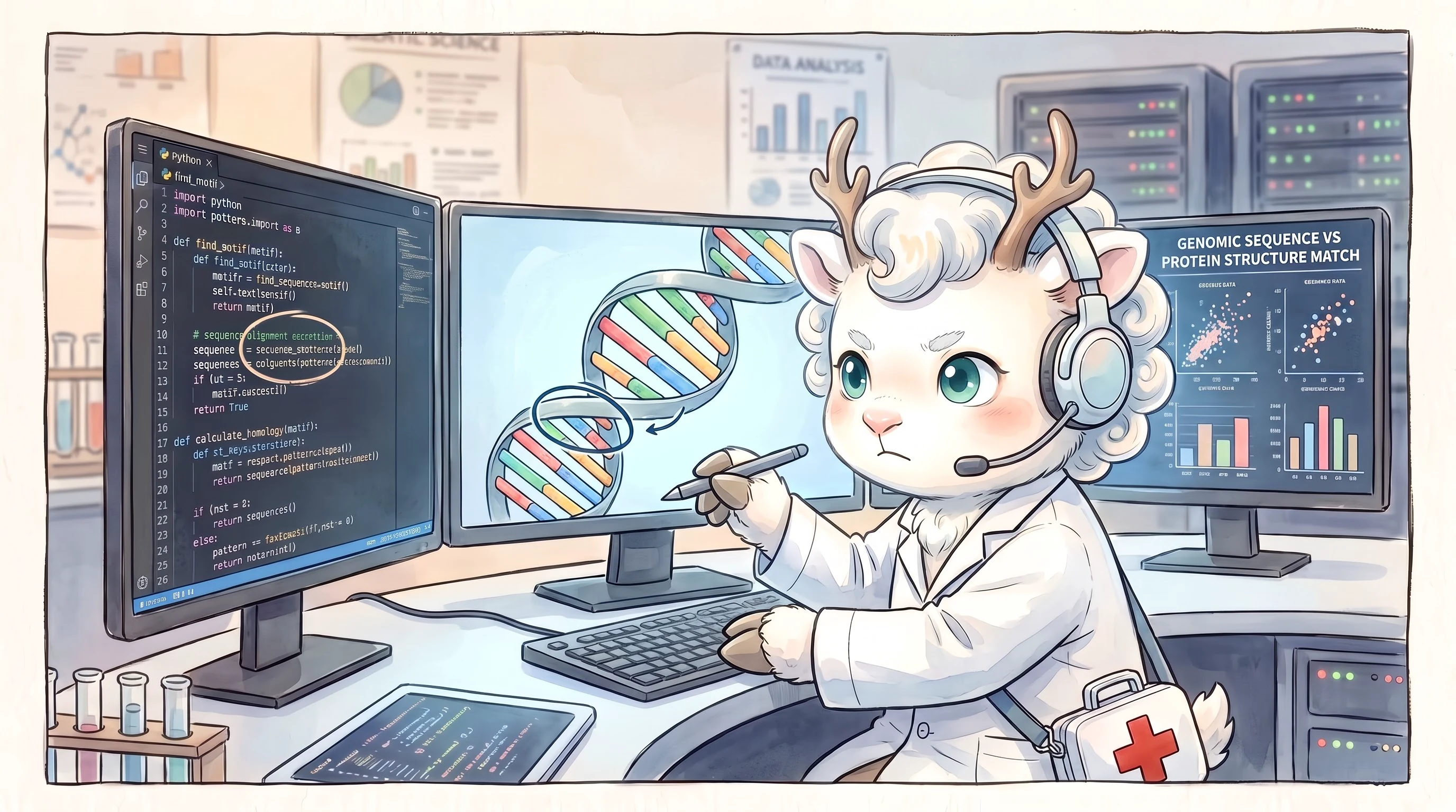ByeGerm mascot developing biological analysis software