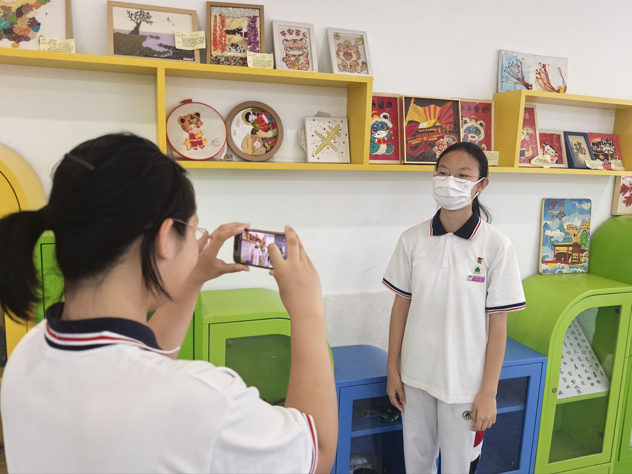 Students recording a scene for their life-and-health project